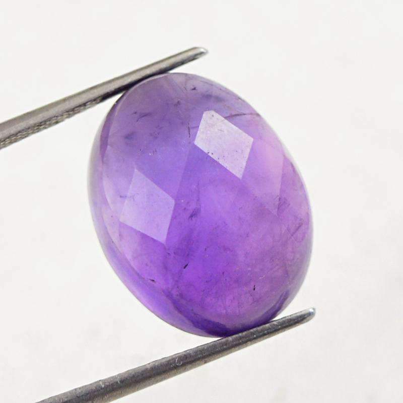 gemsmore:Faceted Purple Amethyst Gemstone Natural Oval Shape