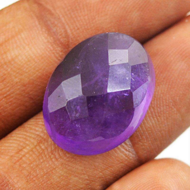 gemsmore:Faceted Purple Amethyst Gemstone Natural Oval Shape