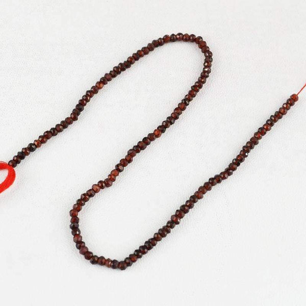 gemsmore:Faceted Red Garnet Beads Strand Natural Round Shape Drilled