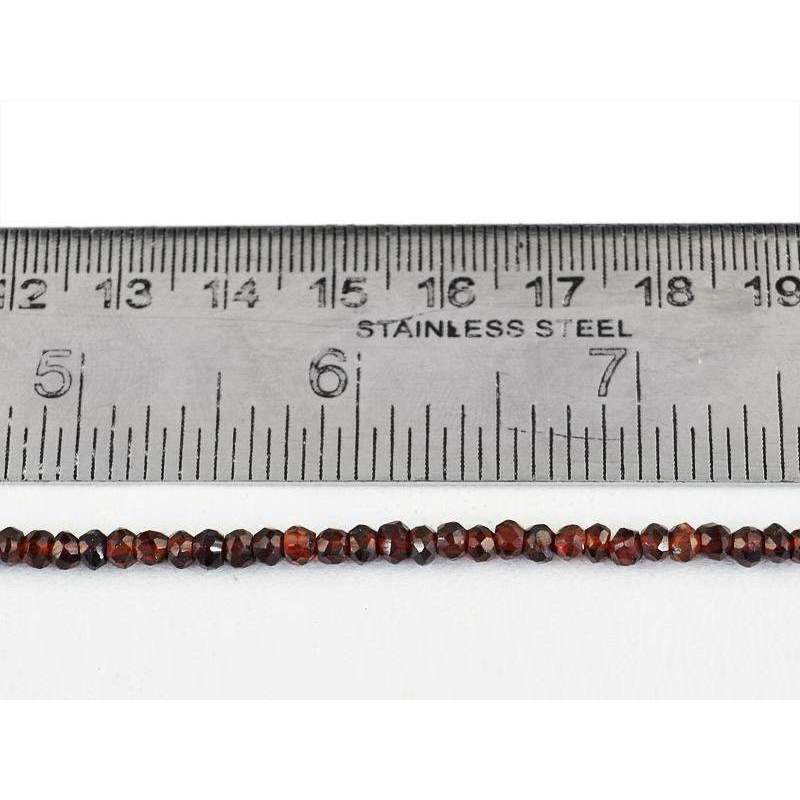 gemsmore:Faceted Red Garnet Beads Strand Natural Round Shape Drilled