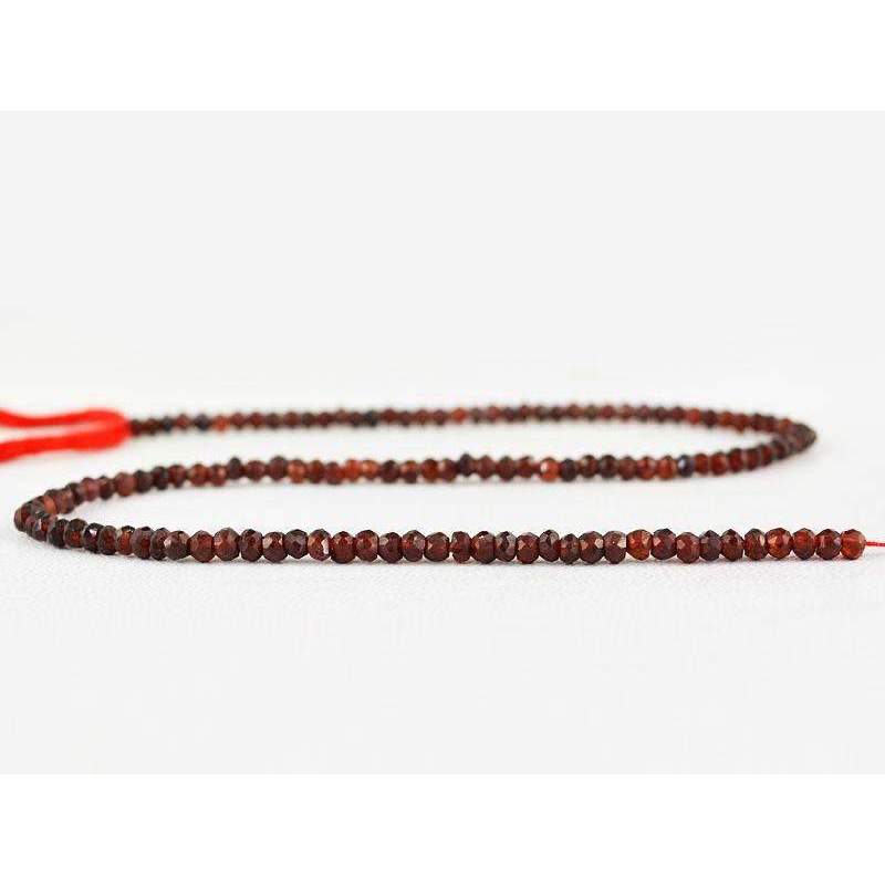 gemsmore:Faceted Red Garnet Beads Strand Natural Round Shape Drilled