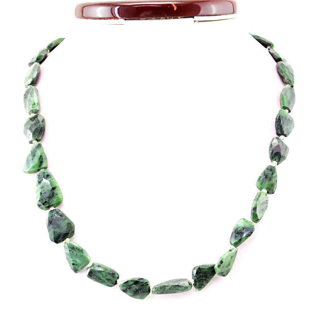 gemsmore:Faceted Ruby Ziosite Necklace Natural Untreated Beads