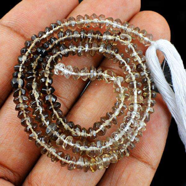 gemsmore:Faceted Smoky Quartz Drilled Beads Strand - Natural Round Shape