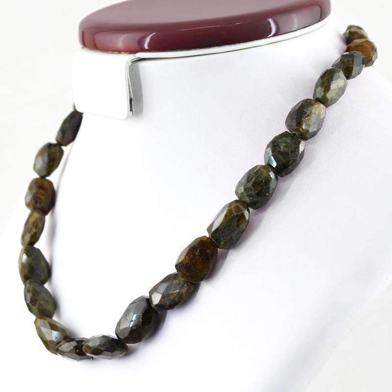 gemsmore:Faceted Tourmaline Necklace Natural Untreated Beads