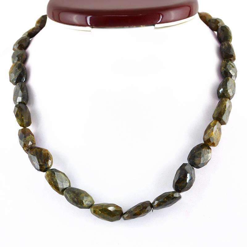 gemsmore:Faceted Tourmaline Necklace Natural Untreated Beads