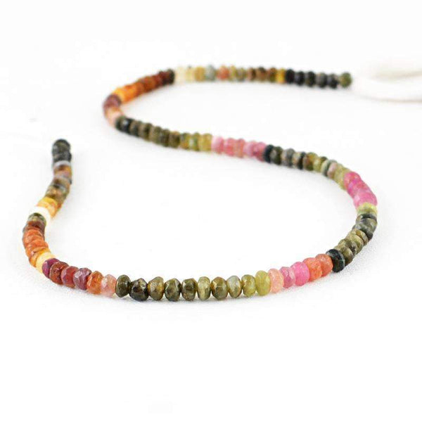 gemsmore:Faceted Watermelon Tourmaline Drilled Beads Strand Natural Round Shape