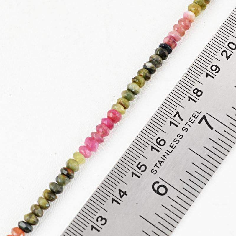 gemsmore:Faceted Watermelon Tourmaline Drilled Beads Strand Natural Round Shape
