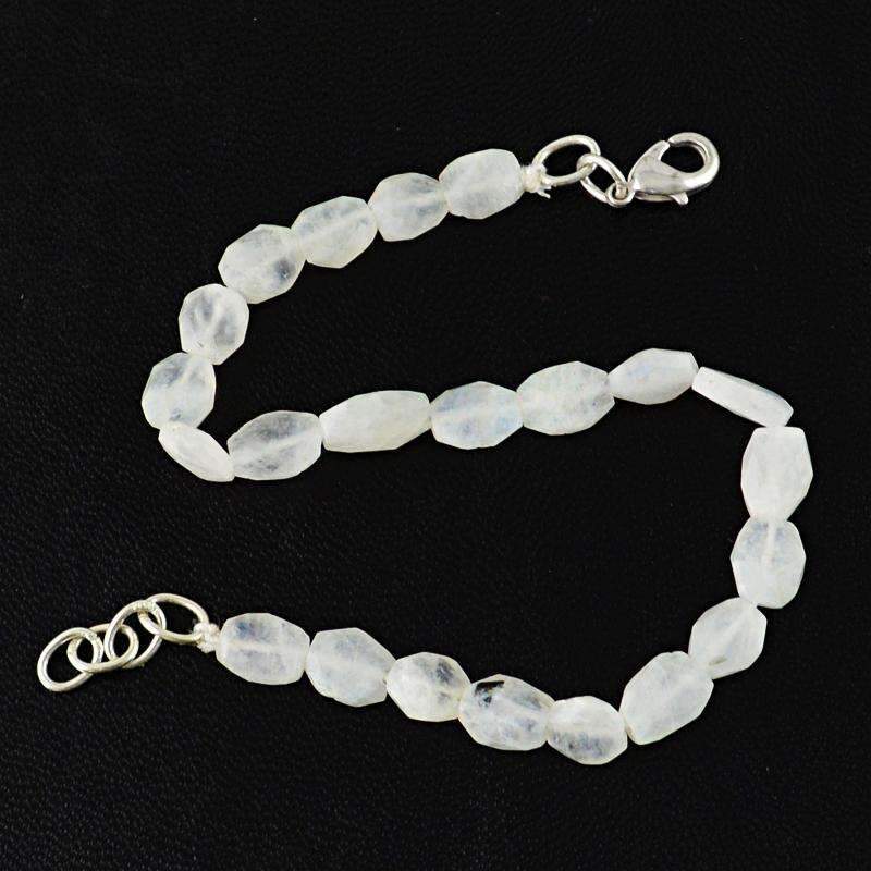 gemsmore:Faceted White Moonstone Bracelet Natural Untreated Beads