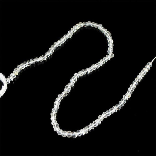 gemsmore:Faceted White Quartz Beads Strand Natural Round Shape Drilled