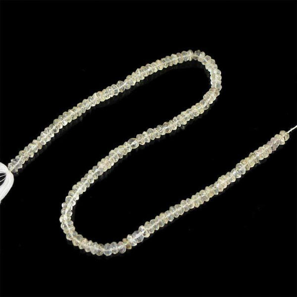 gemsmore:Faceted White Quartz Drilled Beads Strand Natural Round Shape