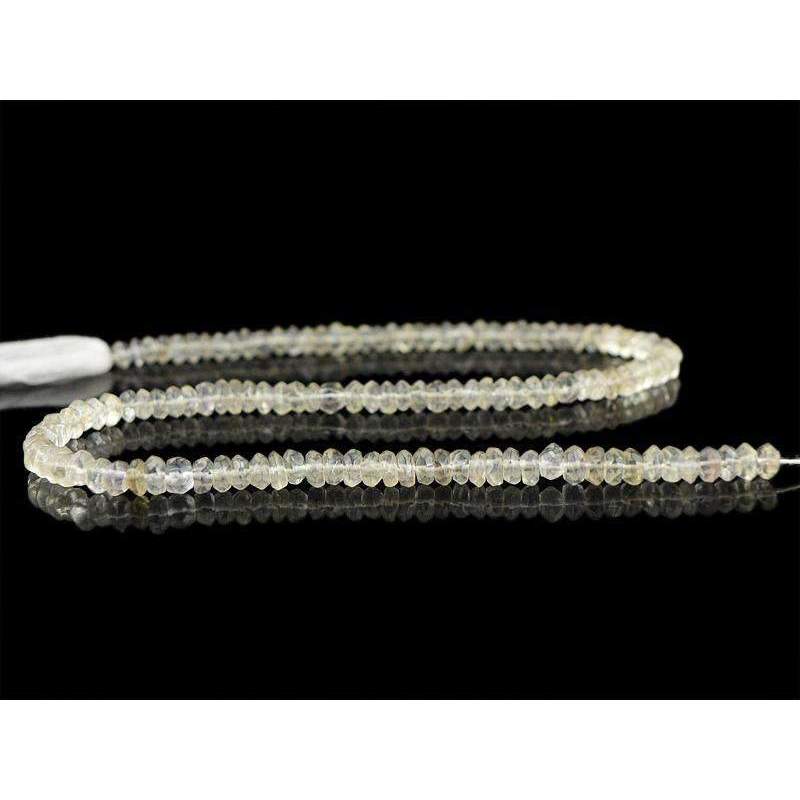 gemsmore:Faceted White Quartz Drilled Beads Strand Natural Round Shape
