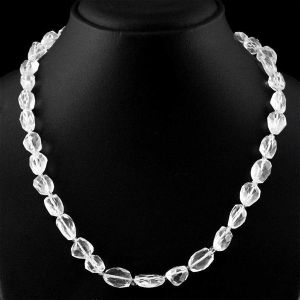 Faceted White Quartz Necklace Natural Untreated Beads