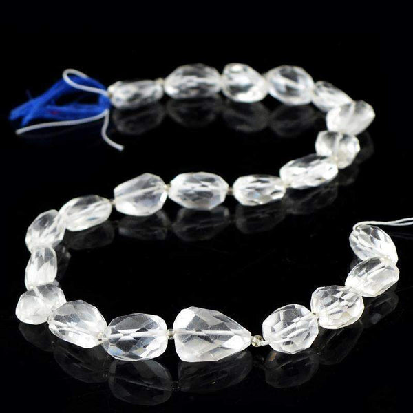 gemsmore:Faceted White Quartz Strand Natural 240.00 Cts Drilled Beads