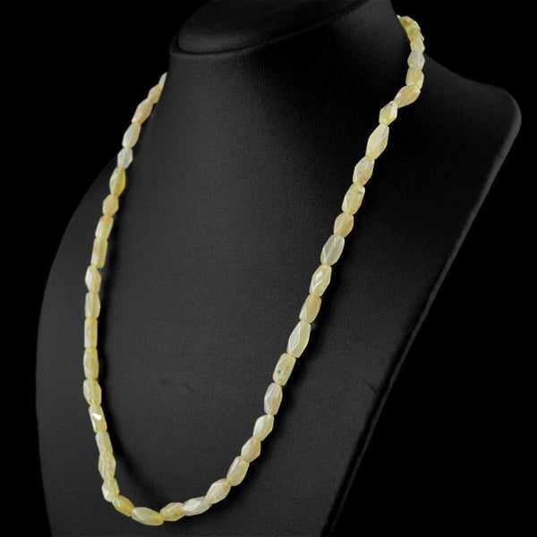 gemsmore:Faceted Yellow Aventurine Necklace Natural Untreated Beads