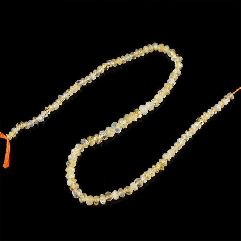 gemsmore:Faceted Yellow Citrine Drilled Beads Strand Natural Round Shape
