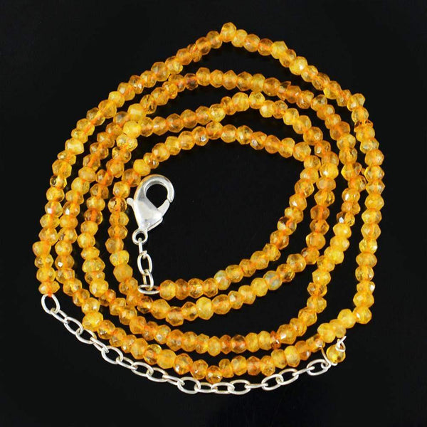 gemsmore:Faceted Yellow Citrine Necklace Natural Untreated Beads