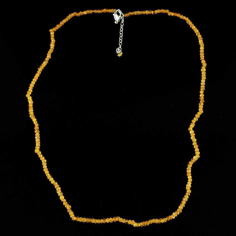 gemsmore:Faceted Yellow Citrine Necklace Natural Untreated Beads