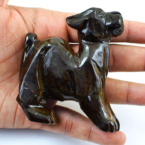 gemsmore:Finely Carved Golden Tiger Eye Baby Sheep