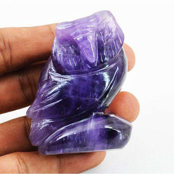 gemsmore:Finely Hand Carved Purple Amethyst Owl