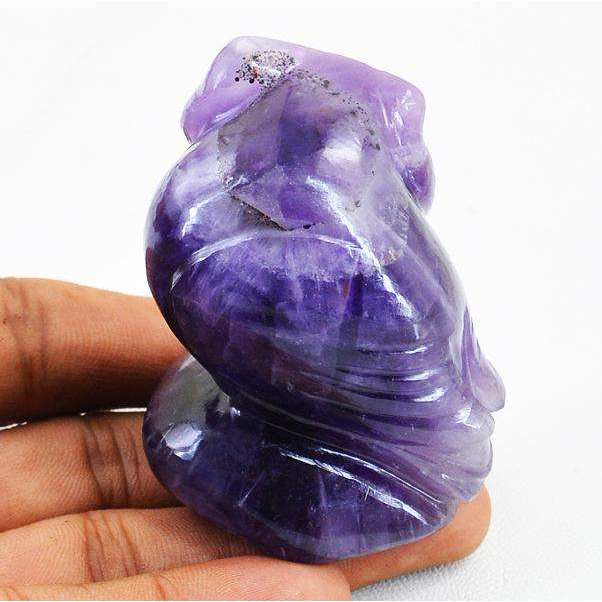 gemsmore:Finely Hand Carved Purple Amethyst Owl