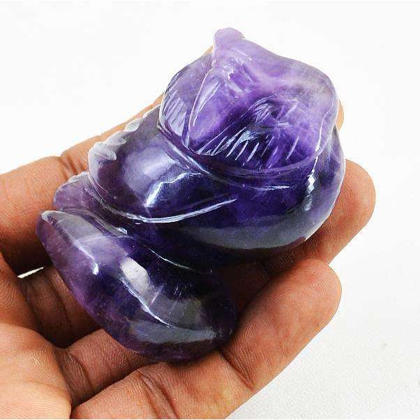 gemsmore:Finely Hand Carved Purple Amethyst Owl