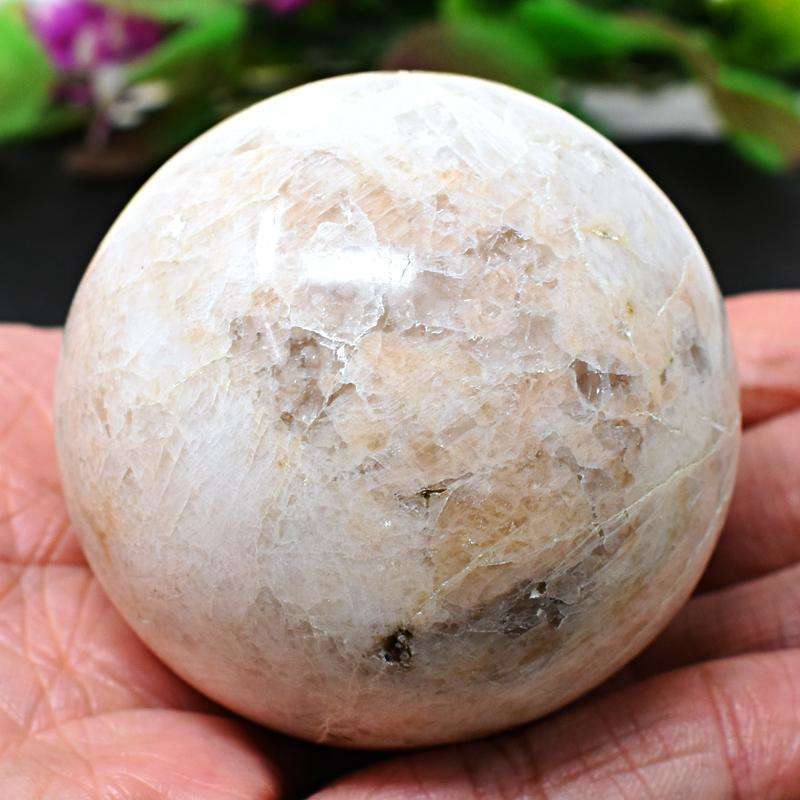 gemsmore:Flower Agate Carved Crystal Healing Sphere (Ball)