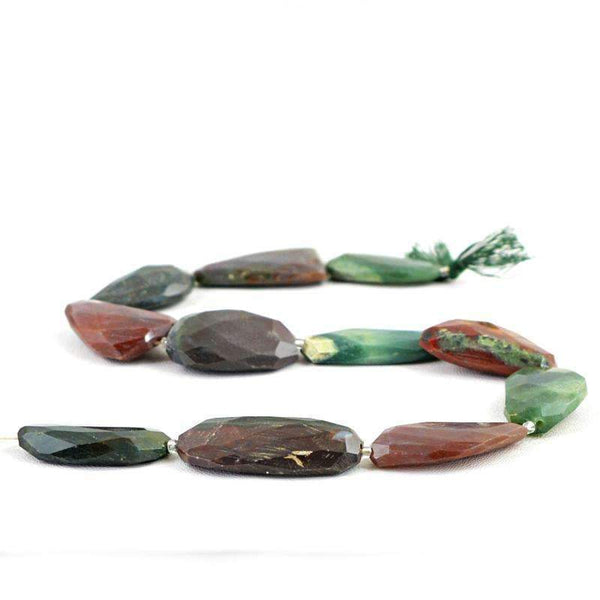 gemsmore:Forest Green Jasper Drilled Beads Strand - Natural Faceted
