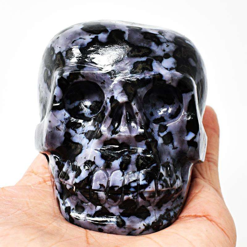 gemsmore:Gabrella Jasper Carved Gemstone Human Skull