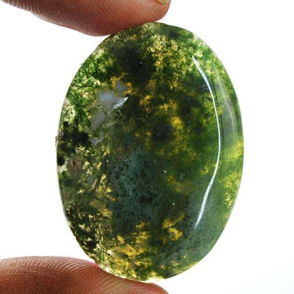 gemsmore:Amazing Genuine Oval Shape Green Moss Agate Untreated Loose Gemstone