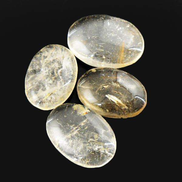 gemsmore:Amazing Genuine Oval Shape Rutile Quartz Untreated Loose Gemstone Lot