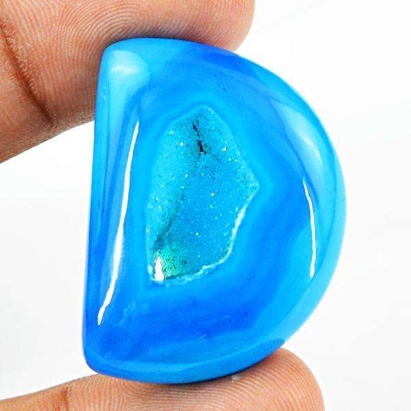 gemsmore:Amazing Natural Blue Druzy Onyx Untreated Loose Gemstone