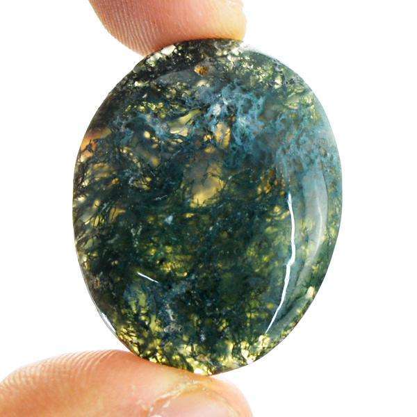 gemsmore:Amazing Natural Oval Shape Green Moss Agate Untreated Loose Gemstone