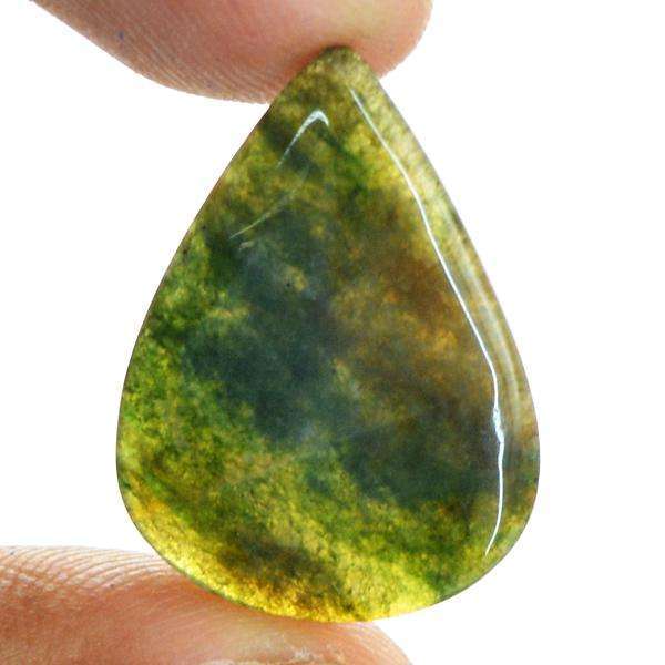 gemsmore:Amazing Natural Pear Shape Green Moss Agate Untreated Loose Gemstone