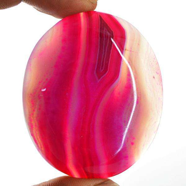 gemsmore:Amazing Natural Pink Onyx Oval Shape Untreated Loose Gemstone