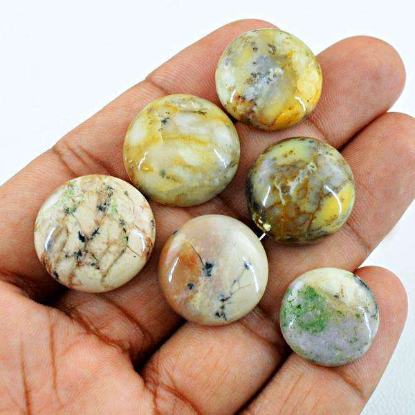 gemsmore:Amazing Natural Round Shape Dendrite Opal Loose Gemstone Lot