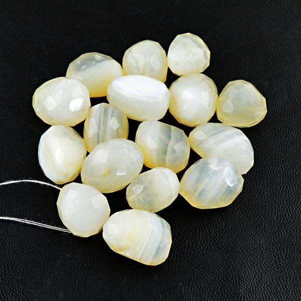 gemsmore:Amazing Natural White Agate Faceted Drilled Beads Lot