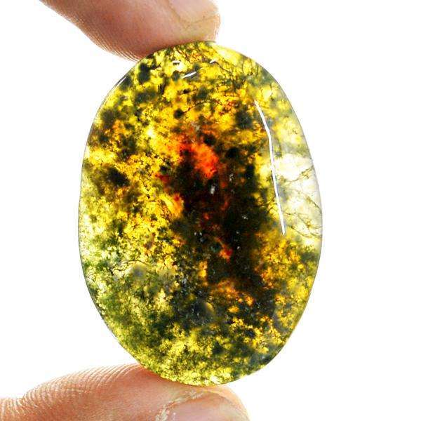 gemsmore:Amazing Oval Shape Green Moss Agate Untreated Loose Gemstone