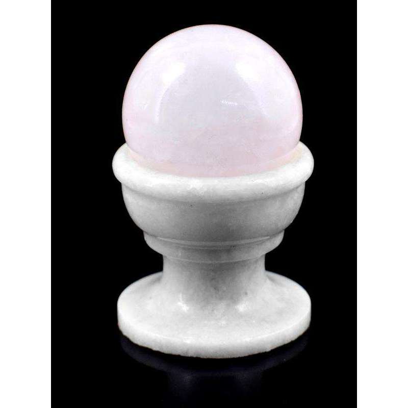 gemsmore:Amazing Pink Rose Quartz Healing Sphere With Carved Agate Stand