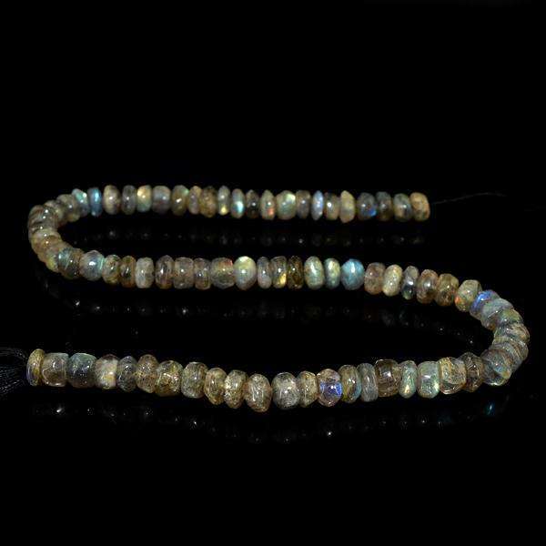 gemsmore:Amazing Round Shape Blue Flash Labradorite Faceted Drilled Beads Strand