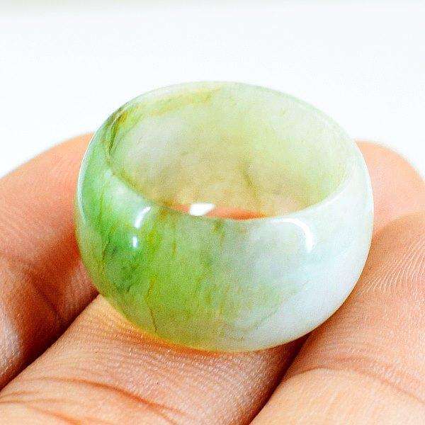 gemsmore:Exclusive Green Aquamarine Carved Finger Ring