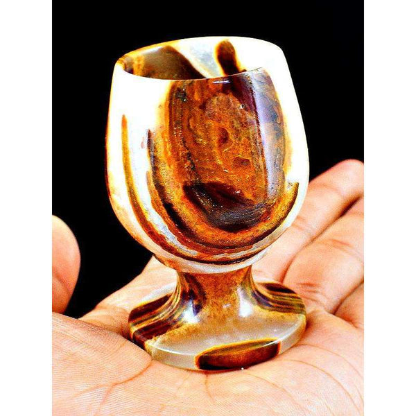 gemsmore:Genuine Agate Hand Carved Wine Glass