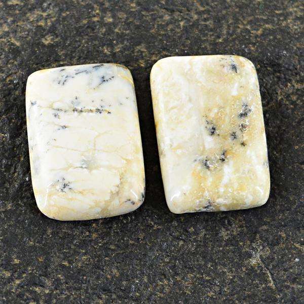 gemsmore:Genuine Amazing Dendrite Opal Untreated Loose Gemstone Pair