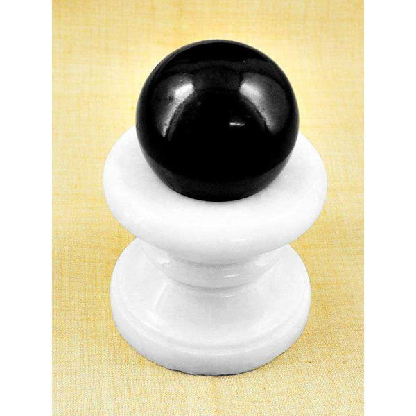 gemsmore:Genuine Black Spinel Reiki Healing Sphere With Carved Agate Stand