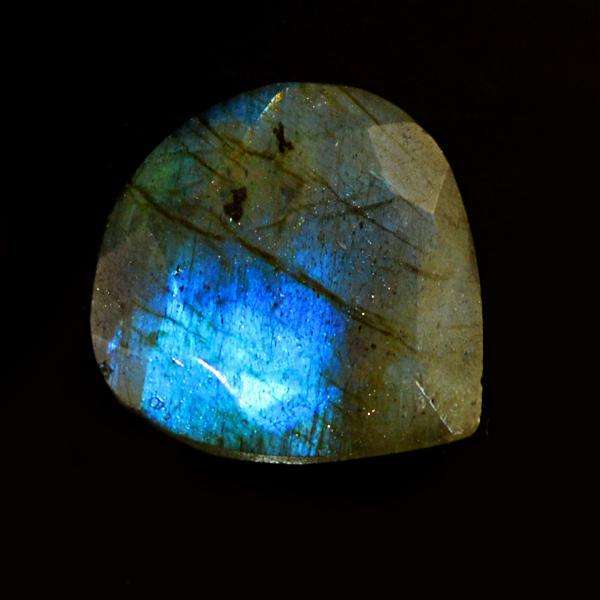gemsmore:Genuine Blue Flash Labradorite Faceted Pear Shape Loose Gemstone