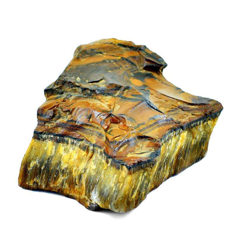 gemsmore:Genuine Golden Tiger Eye Carved Rough Gemstone Rock