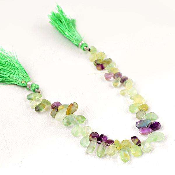gemsmore:Genuine Multicolor Fluorite Untreated Drilled Beads Strand