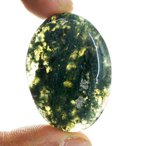 gemsmore:Genuine Oval Shape Green Moss Agate Untreated Loose Gemstone