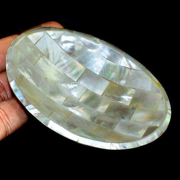 gemsmore:Gorgeous Mother Pearl Hand Carved Plate