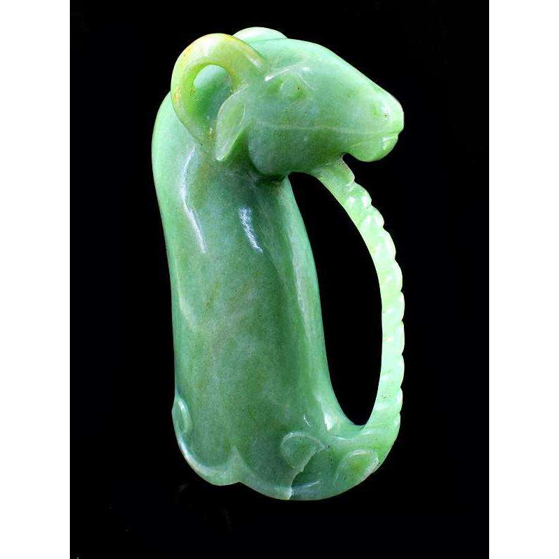 gemsmore:Green Aquamarine Lion Designer Sword Handle - Hand Carved