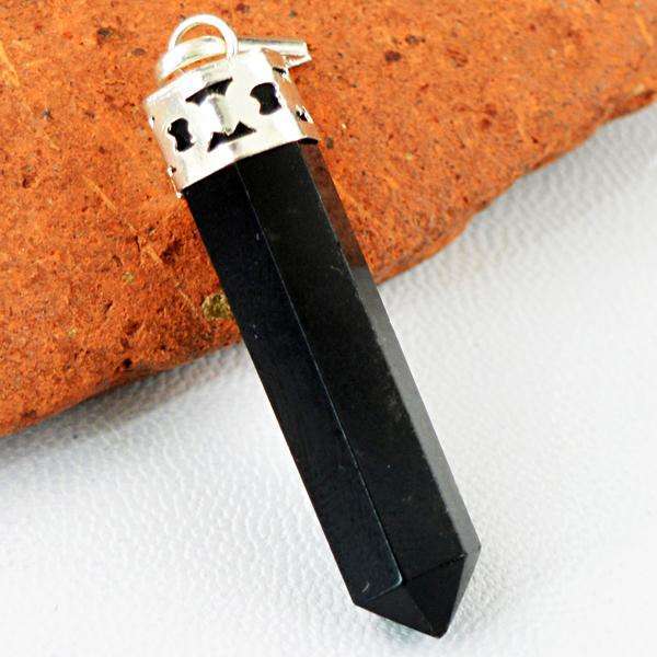 gemsmore:Natural Amazing Black Spinel Healing Point Pendant